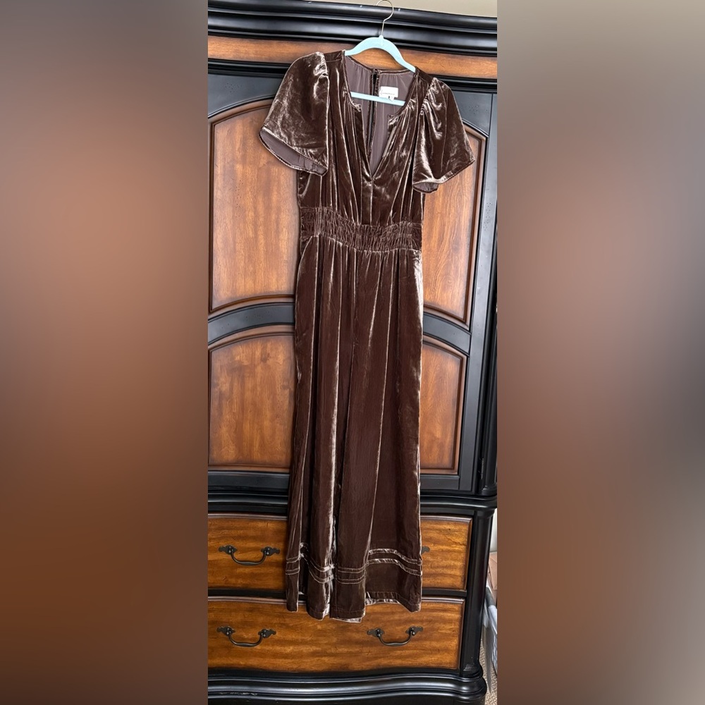 Anthropologie Velvet Jumpsuit Sz S NWT